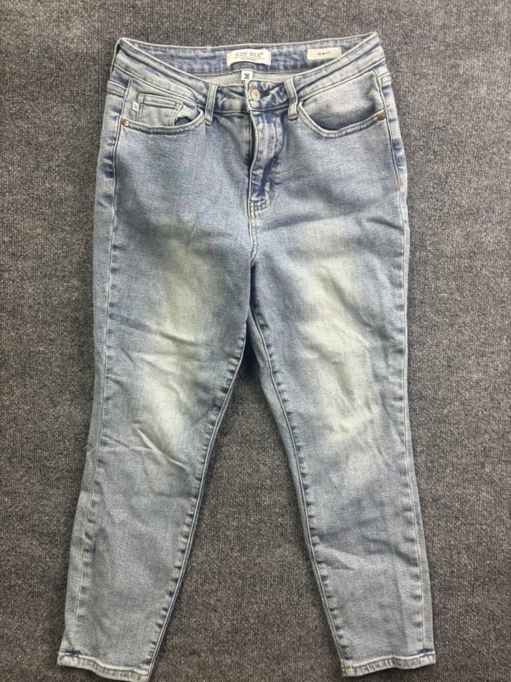 Judy Blue Slim Fit Skinny Jeans Womens 30 Light Wash Mid Rise Stretch 30x26.5